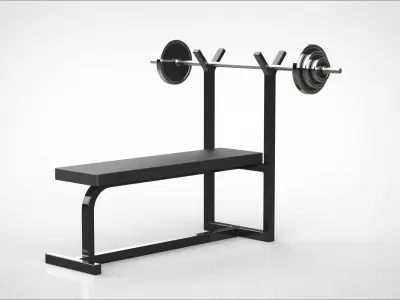 barbell and bench 3D model