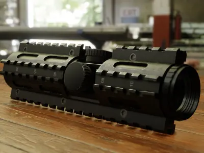 Sniper Scope 4x32 sight Low-poly 3D model