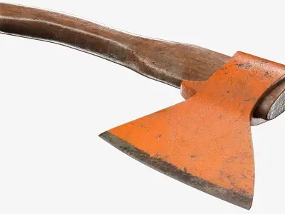 Old axe with wooden handle 3D model