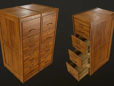 Filing Cabinets - PBR Game Ready Low-poly 3D model