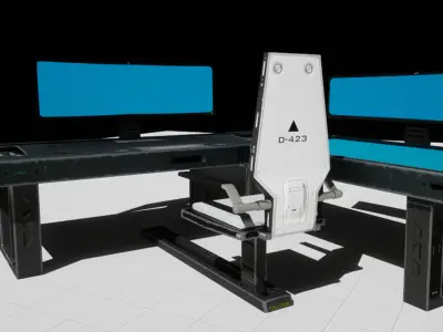 SCI FI WorkStation Low-poly 3D model