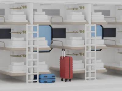Cartoon Sleeper Train Interior 3D model