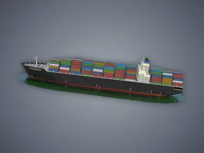Cargo Ship Clean Low-poly 3D model