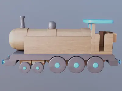 WOODEN LARGE TRAIN TOY - RogueFilmProductions Low-poly 3D model