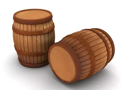 Stylized Wooden Barrel  Low-poly 3D model