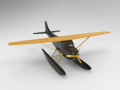 Low Poly game ready Seaplane toy airplane Free low-poly 3D model