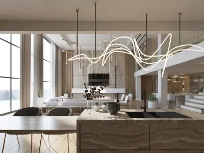 Luxury Modern Loft Villa Interior 3D model