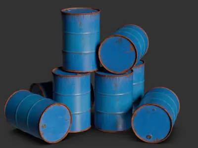 Oil Drum bundle v1 - 55 gallon drum 3D model