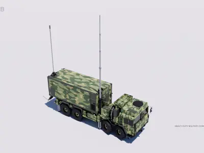 Heavy-Duty Military Communications Truck 3D model