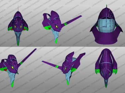 Eva 01 Head paper papekura Low-poly 3D model