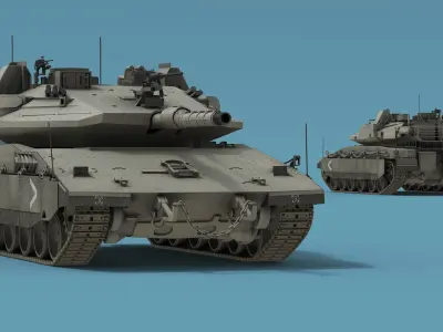  Dirty Israeli Tank Merkava 5 Olive 