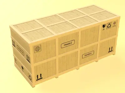 PBR Large Wooden Crate Low-poly 3D model