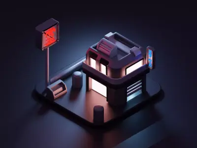 cyberpunk style building Free 3D model