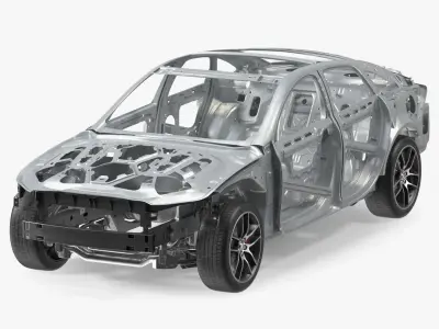  Car Frame and Chassis with Wheels 