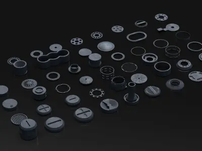 50 Hard Surface SUBD circular Elements 3D model