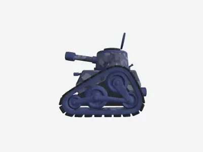 War Tank Cartoon A08 Blue Camouflage - Military Vehicle Low-poly 3D model