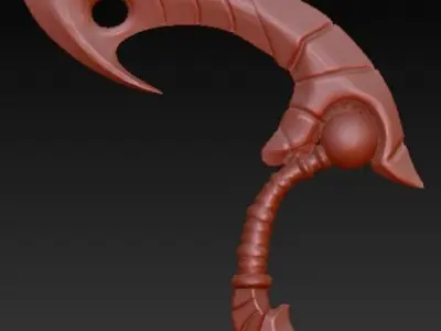 Sickle weapon made of gem and metal Free low-poly 3D model