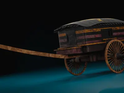 Ancient - Medieval Chinese Qin War Chariot with 4k textures 3D model