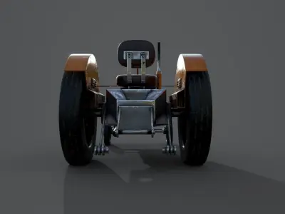 Old farm tractor Low-poly 3D model