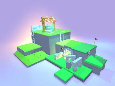 Low poly Dungeon building in game Low-poly 3D model