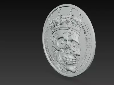 Steampunk Crown Skull Medallion Relief 3D Model 3D print model