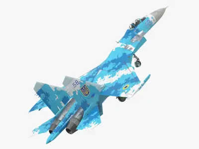 Ukrainian Sukhoi Su-27 Flanker Fighter Aircraft 3D model purchase