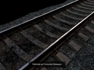 Railroad wit Concrete and Wood  Sleepers 3D Model Pack