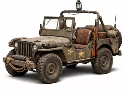 Wasteland Tactical Jeep 3d Low-poly 3D model