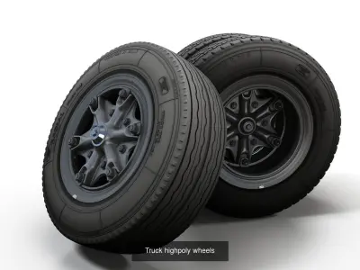 Highpoly truck wheels 3D Model Pack