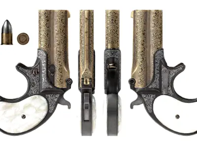 PBR Remington Derringer Low-poly 3D model