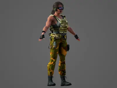 Female Military Soldier 3D model
