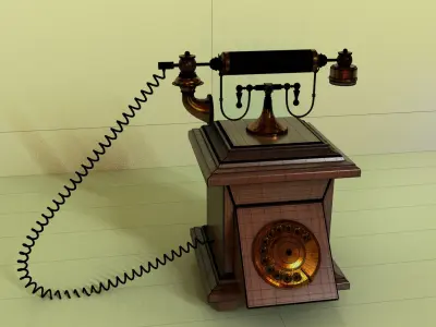 antique landline Low-poly 3D model