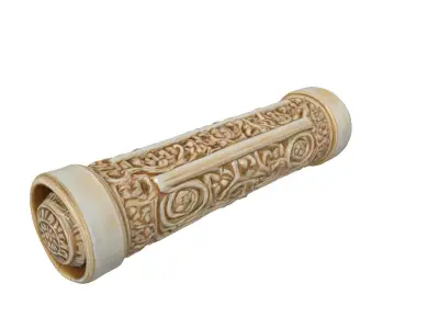 Ornate Carved Cylinder Container Low-poly 3D model