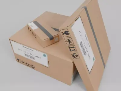 Flat Cardboard Box Set - Rigged and Customizable 3D Model Pack