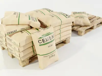 Pallet with Cement Bags 3D model