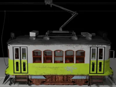 Electric Train Full Textured PBR Low-poly 3D model