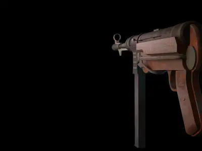 GUN - Model and Texture High poly 3d model Low-poly 3D model