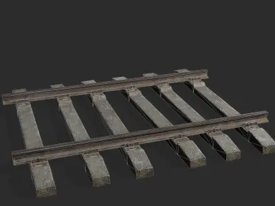 Rails railroad tracks Low-poly 3D model