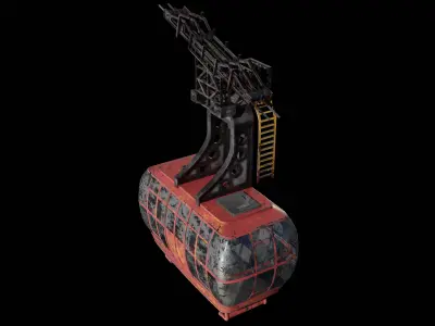 Game-ready Ski Lift Cabin Low-poly 3D model