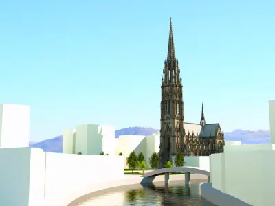 St Nicholas Cathedral Reconstruction Low-poly 3D model