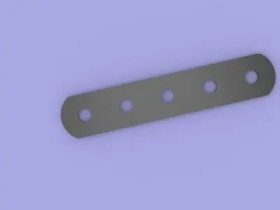 Flat metal strip 5 holes - Meccano part Free 3D model