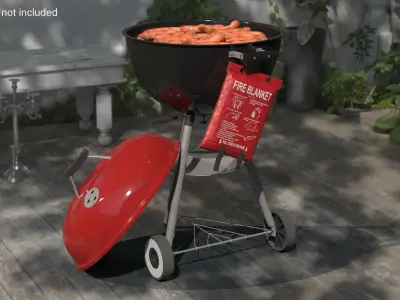 Outdoor Grill Fire Blanket Red 3D model