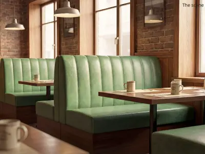 Upholstered Restaurant Booth Bench 3D model