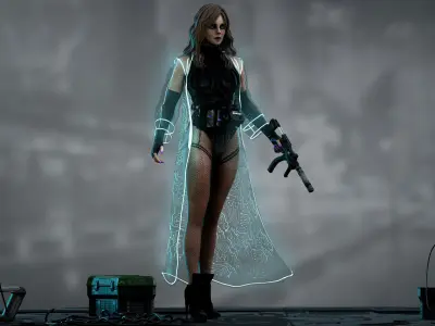 Sci Fi Mercenary Girl Low-poly 3D model