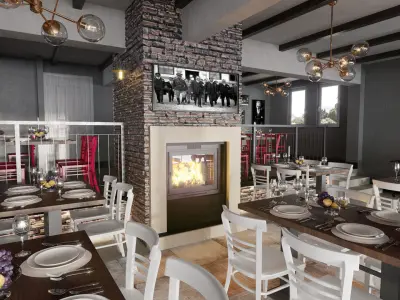 Restaurant Scene 01 3D Model 3D model