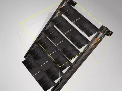 Futuristic Stairs - 14 - Rusty Textures Low-poly 3D model