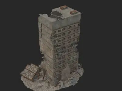 destroyed building  Low-poly 3D model