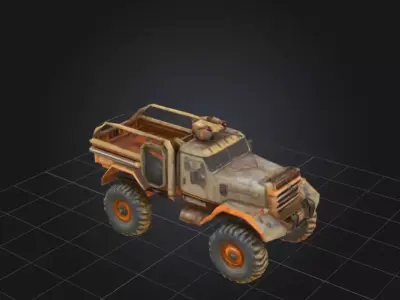 Post-Apocalyptic Armored Heavy Truck 3D Model Low-poly 3D model