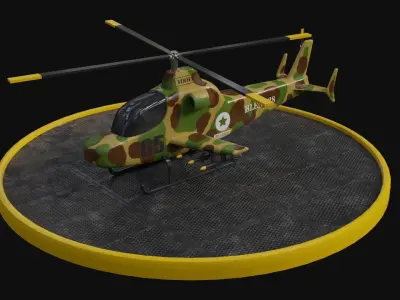 Combat Helicopter Low-poly 3D model