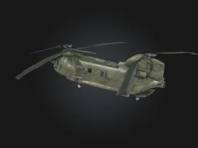 Chinook Helicopter in Flight  Twin-Rotor Aircraft 3D model